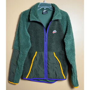 Nike Sportswear Sherpa Full-Zip Jacket Mens Size Small Color Sequoia EUC